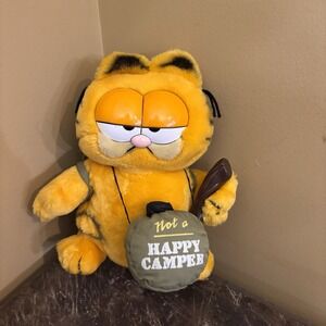 Vintage Garfield Plush Not a Happy Camper Backpack Tent Camping Dakin 1981